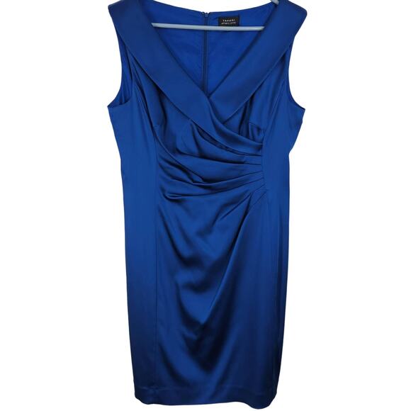 Tahari Dresses & Skirts - Tahari Dress Women's 14 Portrait Collar Royal Blue Ruched Sheath Fully Lined